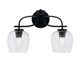 Cavella 2 Light Down Glass Steel Vanity Light 17.5 Inch Length by Toltec - 3912-MB-4810