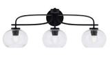 Cavella 3 Light Globe Glass Vanity Light 28.5 Inch Length by Toltec - 3913-MB-202