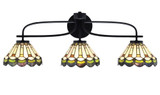 Cavella 3 Light Art Glass Vanity Light 28.5 Inch Length by Toltec - 3913-MB-9395
