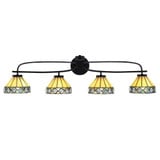 Cavella 4 Light Down Glass Vanity Light 38.75 Inch Length by Toltec - 3914-MB-9405