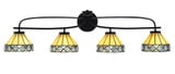 Cavella 4 Light Down Glass Vanity Light 38.75 Inch Length by Toltec - 3914-MB-9405