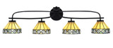 Cavella 4 Light Down Glass Vanity Light 38.75 Inch Length by Toltec - 3914-MB-9405