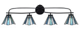 Cavella 4 Light Art Glass Vanity Light 38.75 Inch Length by Toltec - 3914-MB-9325