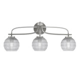 Cavella 3 Light Ribbed Glass Vanity Light 27.25 Inch Length by Toltec - 3913-5112