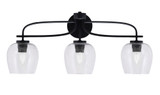 Cavella 3 Light Down Glass Vanity Light 27.5 Inch Length by Toltec - 3913-MB-4810