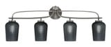 Cavella 4 Light Textured Glass Vanity Light 36.75 Inch Length by Toltec - 3914-GP-4252