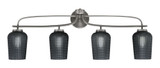 Cavella 4 Light Textured Glass Vanity Light 36.75 Inch Length by Toltec - 3914-GP-4252