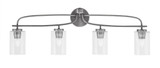 Cavella 4 Light Cylinder Glass Vanity Light 35.75 Inch Length by Toltec - 3914-NAB-300