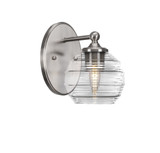 Capri 1 Light Ribbed Glass Wall Sconce 8.25 Inch Tall by Toltec - 5911-8256