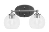Capri 2 Light Down Glass Vanity Light 14.75 Inch Length by Toltec - 5912-BN-4100