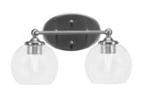 Capri 2 Light Down Glass Vanity Light 14.75 Inch Length by Toltec - 5912-BN-4100