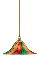 Stem 1 Light Mardigras Glass Large Pendant 16 Inch Wide by Toltec - 76-BN-767