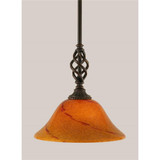 Elegante 1 Light Glass Small Stem Pendant 10.5 Inch Tall by Toltec - 80-10-105-