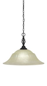 Elegante 1 Light Steel Large Pendant 15.5 Inch Tall by Toltec - 82-20-155