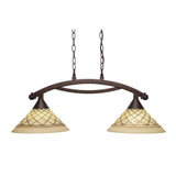 Bow 2 Light Medium Linear Island Pendant 33 Inch Length by Toltec - 872-12-13-33