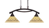 Bow 2 Light Medium Linear Island Pendant 33 Inch Length by Toltec - 872-12-13-33