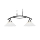 Bow 2 Light Medium Gold Ice Glass Linear Island Pendant by Toltec - 872-12-1375-33