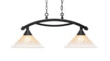 Bow 2 Light Steel Medium Linear Island Pendant by Toltec - 872-12-135-3275