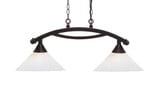 Bow 2 Light Medium Gold Ice Glass Linear Island Pendant by Toltec - 872-12-1375-33
