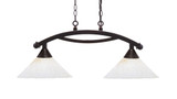 Bow 2 Light Medium Gold Ice Glass Linear Island Pendant by Toltec - 872-12-1375-33