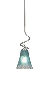 Capri 1 Light Fluted Glass Mini Stem Hung Pendant 16.75 Inch Tall by Toltec - 901-BN-725