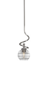 Capri 1 Light Ribbed Glass Small Stem Hung Pendant 15.7 Inch Tall by Toltec - 901-BN-5110