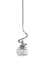Capri 1 Light Ribbed Glass Small Stem Hung Pendant 15.7 Inch Tall by Toltec - 901-BN-5110