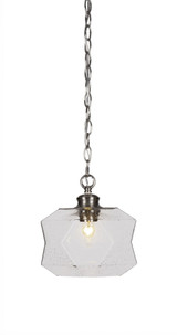 Rocklin 1 Light Steel Small Pendant 9.75 Inch Tall by Toltec - 92-875-975-