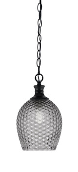 Zola 1 Light Smoke Textured Glass Chain Hung Small Pendant by Toltec - 96-BN-4902