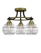 Paramount 3 Light 12.25 Inch Tall Steel Semi Flush Mount by Toltec - P3_3417_SF1225