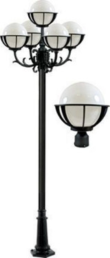 125.25 Inch 45W 5 LED Globe Post Mount by Dabmar - GM2680-LED9