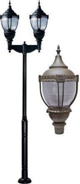 168 Inch 240W 2 LED Dark Top Acorn Post Mount by Dabmar - GM8060-LED120