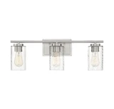 3 Light Cylinder Glass Mid Century Vanity Light 24 Inch Wide by Meridian - M80038