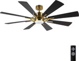 Aero 8 Blade Ceiling Fan with Light Kit 20 Inch H and 60 Inch W by Brio  - AB8160