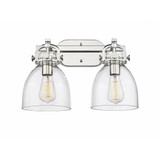 Newton Bell 2 Light Dome Glass Vanity Light by Innovations - 410-2W-G412-7