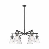 Newton Cone 6 Light Stem Hung Arch Chandelier 26 Inch Wide by Innovations - 410-6CR-G411-7