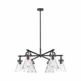 Newton Cone 6 Light Stem Hung Arch Chandelier 26 Inch Wide by Innovations - 410-6CR-G411-7
