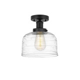 Bell 1 Plated Smoke Glass 6.5 Inch Wide Semi Flush Mount by Innovations - 616-1F-G713