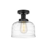 Bell 1 Plated Smoke Glass 6.5 Inch Wide Semi Flush Mount by Innovations - 616-1F-G713