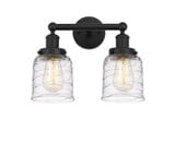 Bell 2 Light Smoke Glass Vanity Light 15.5 Inch Wide by Innovations - 616-2W-G513