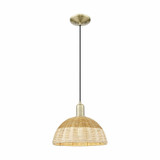 Natural Ballston Dome 1 Light Cord Mini Pendant 14.2 Inch by Innovations - 716-1P-NBD2-12