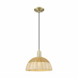 Natural Ballston Dome 1 Light Cord Mini Pendant 14.2 Inch by Innovations - 716-1P-NBD2-12