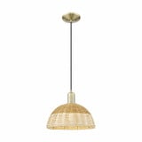 Natural Ballston Dome 1 Light Cord Mini Pendant 14.2 Inch by Innovations - 716-1P-NBD2-12