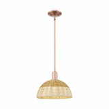 Natural Ballston Dome 1 Light Stem Mini Pendant 14 Inch Tall by Innovations - 716-1S-NBD2-1