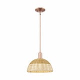 Natural Ballston Dome 1 Light Stem Mini Pendant 14 Inch Tall by Innovations - 716-1S-NBD2-1