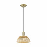 Natural Ballston Dome 1 Light Cord Mini Pendant 9 Inch Wide by Innovations - 716-1P-NBD2-9