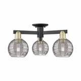 Athens Deco Swirl 3 Light Semi Flush Mount 23.25 Inch Wide by Innovations - 716-3F-G1213-6