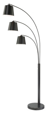 Quana Three Light Arch Floor Lamp 50.5 x 76.5 Inches High by Lite Source - LS-83033WBB