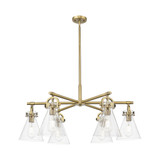 Newton Cone 6 Light Stem Hung Arched Chandelier 26 Inch Wide by Innovations - 410-6CR-G411-7_P