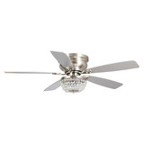 5 Blade Crystal Flush Ceiling Fan with Light Kit 48 Inch by Parrot Uncle - F6230